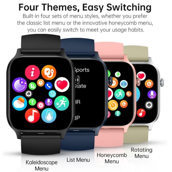 Bluetooth Talk HD Large Screen Heart Rate Oxygen Monitoring Multi-Sport Mode Smart Watch (Black) - Image 2