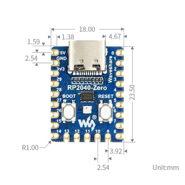 Waveshare Pico-Like MCU Board Based On Raspberry Pi RP2040, Spec: Zero - Image 3