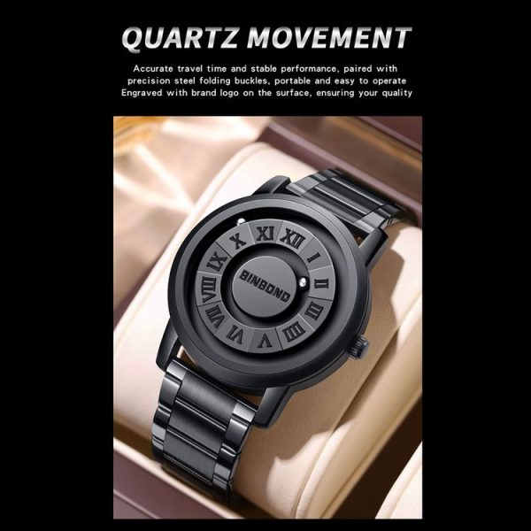 BINBOND B234 30m Waterproof Magnetic Suspension Watch, Color: Black Leather-Full Gold-Gold - Image 3