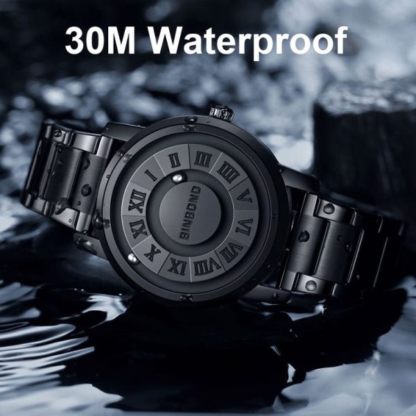 BINBOND B234 30m Waterproof Magnetic Suspension Watch, Color: Black Leather-Full Gold-Gold - Image 4