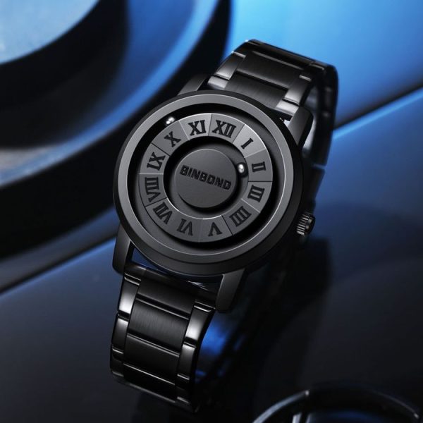 BINBOND B234 30m Waterproof Magnetic Suspension Watch, Color: Black Leather-Full Gold-Gold - Image 5