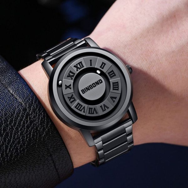 BINBOND B234 30m Waterproof Magnetic Suspension Watch, Color: Black Leather-Full Gold-Gold - Image 6