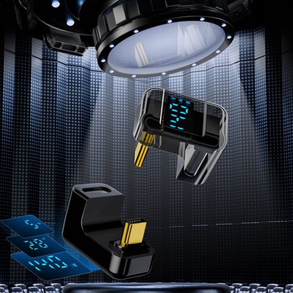 Type-C Digital Display U Type Adaptor 180 Degree Elbow 140W 4.0 Adaptor (Light Black) - Image 2