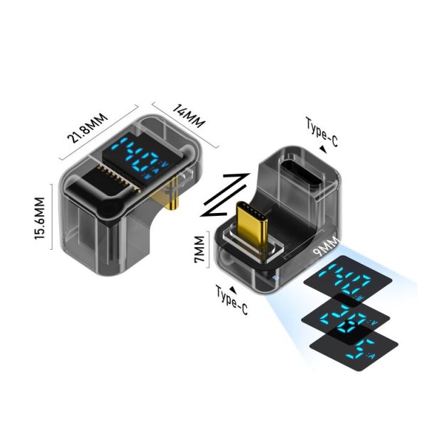 Type-C Digital Display U Type Adaptor 180 Degree Elbow 140W 4.0 Adaptor (Light Black) - Image 9