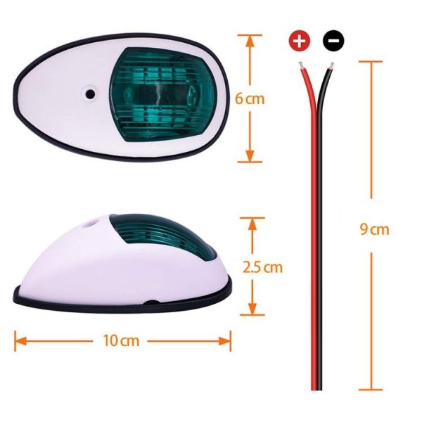 Marine Navigation Warning Light Signal LED Yacht Light, Color: White Shell Green - Image 3