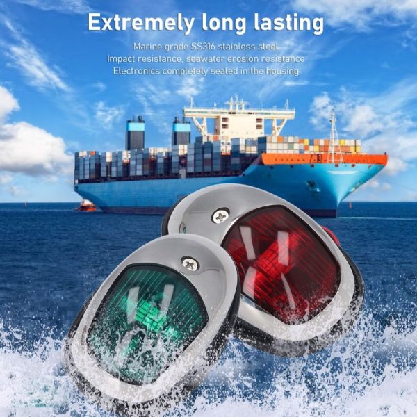 Marine Navigation Warning Light Signal LED Yacht Light, Color: White Shell Green - Image 9