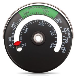 Magnetic Fireplace Thermometer Temperature Monitor (Black)