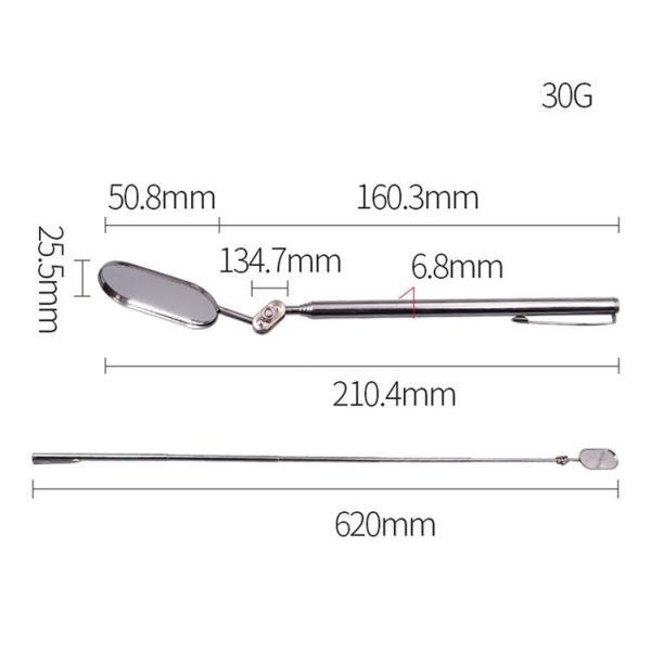 Car Universal Folding Telescopic Inspection Mirror Underbody Inspection Endoscope (Oval) - Image 3