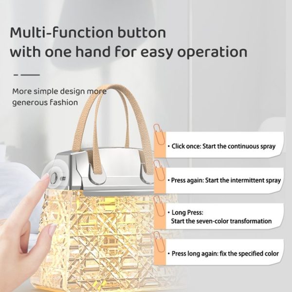 Desktop Small Crystal Bag Humidifier Aroma Ambient Lighting, Color: White Plug-in - Image 6