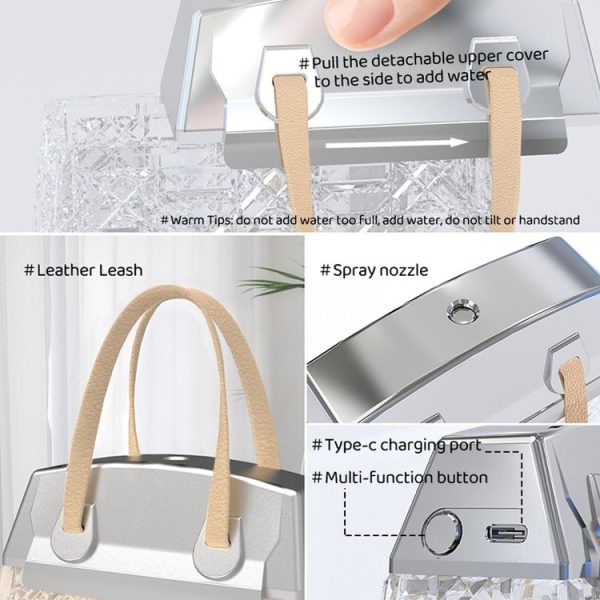 Desktop Small Crystal Bag Humidifier Aroma Ambient Lighting, Color: White Plug-in - Image 9