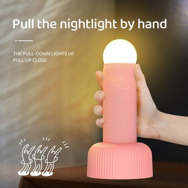 Hand Pull Night Light Rechargeable Bedroom Bedside Sleeping Lamp (Pink) - Image 3