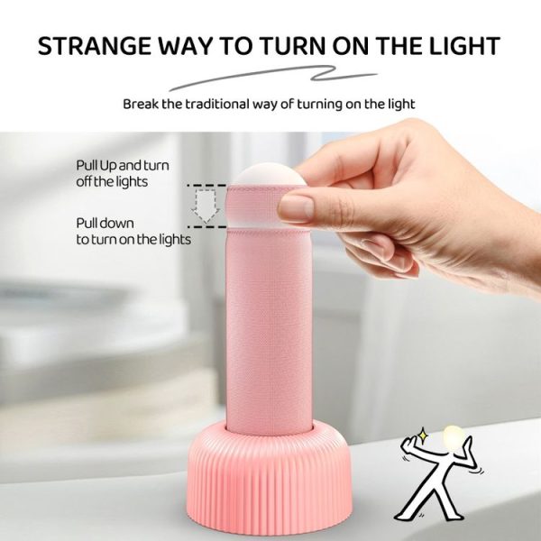 Hand Pull Night Light Rechargeable Bedroom Bedside Sleeping Lamp (Pink) - Image 4