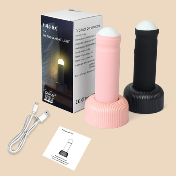 Hand Pull Night Light Rechargeable Bedroom Bedside Sleeping Lamp (Pink) - Image 8