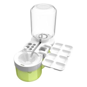 Painting Brush Washer with Drain Cleaner and Holder, 8 Palette Wells (Green)