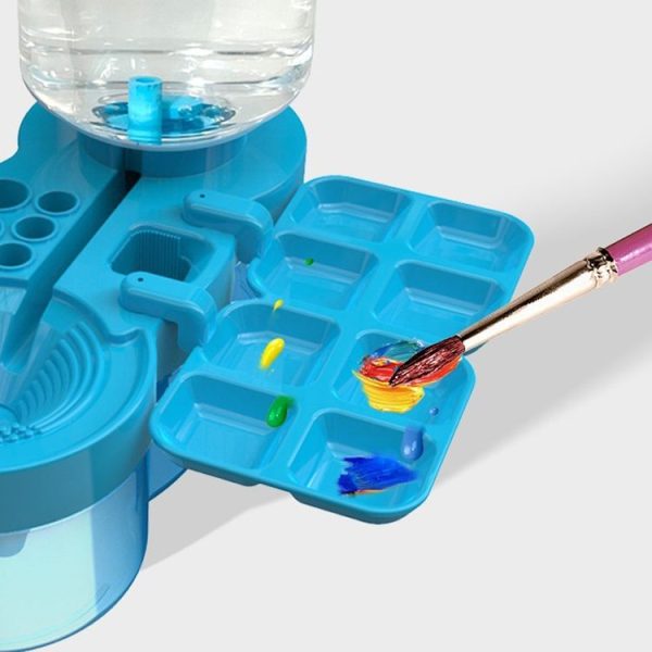 Painting Brush Washer with Drain Cleaner and Holder, 8 Palette Wells (Green) - Image 5