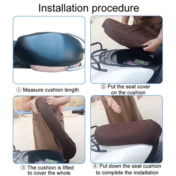 Small Electrical Bike Warm Breathable Non-Slip Cushion Cover (Black) - Image 9