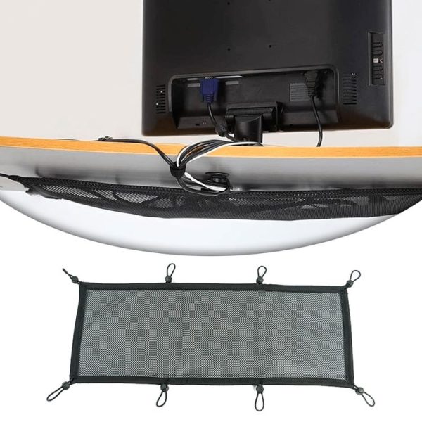68 x 24cm Table Bottom Power Socket Hidden Organizer Mesh Pocket - Image 2