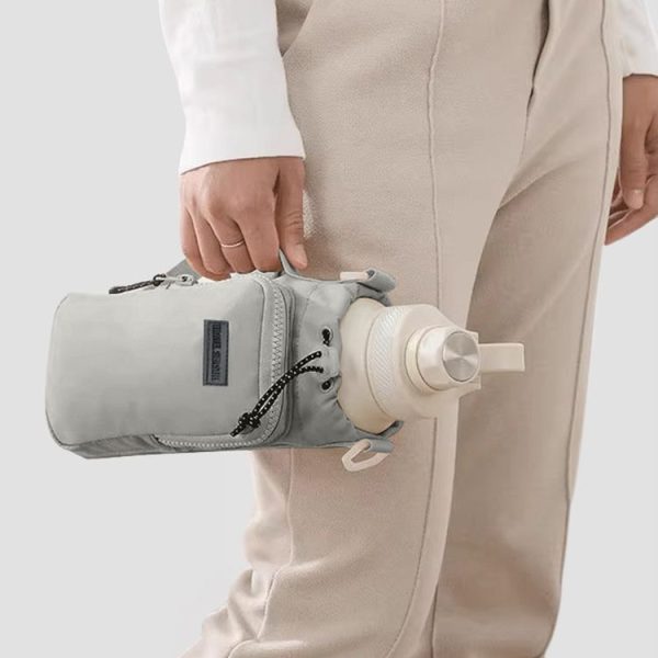 Travel Season Outdoor Portable Water Bottle Bag Large Capacity Crossed Mug Protective Cover Travel Mug Bag (Beige) - Image 10