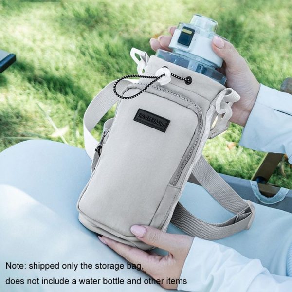 Travel Season Outdoor Portable Water Bottle Bag Large Capacity Crossed Mug Protective Cover Travel Mug Bag (Beige) - Image 11