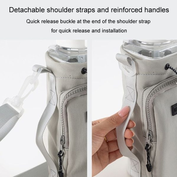 Travel Season Outdoor Portable Water Bottle Bag Large Capacity Crossed Mug Protective Cover Travel Mug Bag (Beige) - Image 9