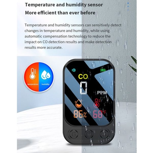 3 In 1 Multifunctional Portable Carbon Monoxide Detector (Black) - Image 8
