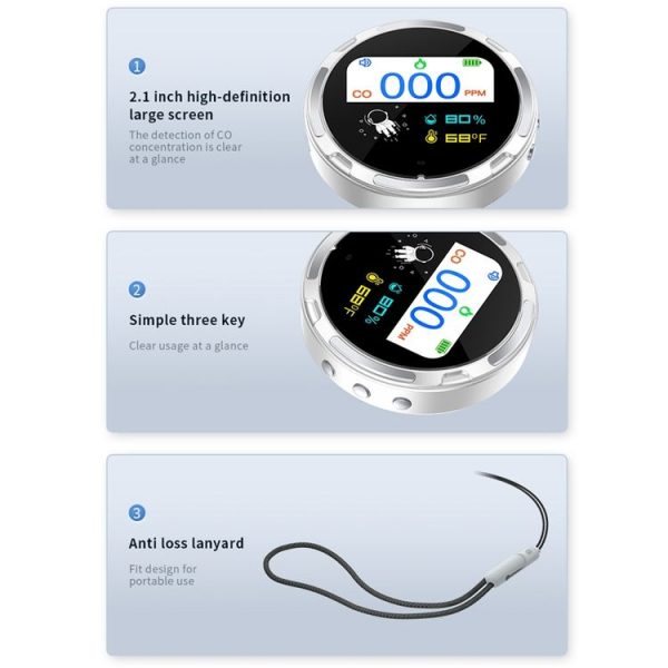 Portable Waterproof Carbon Monoxide Alarm Detector (Black) - Image 14