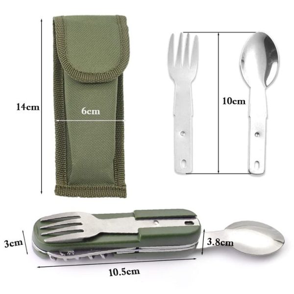 SY-FT008 7-in-1 Multifunctional Outdoor Camping Portable Folding Tableware Combination (Green) - Image 3