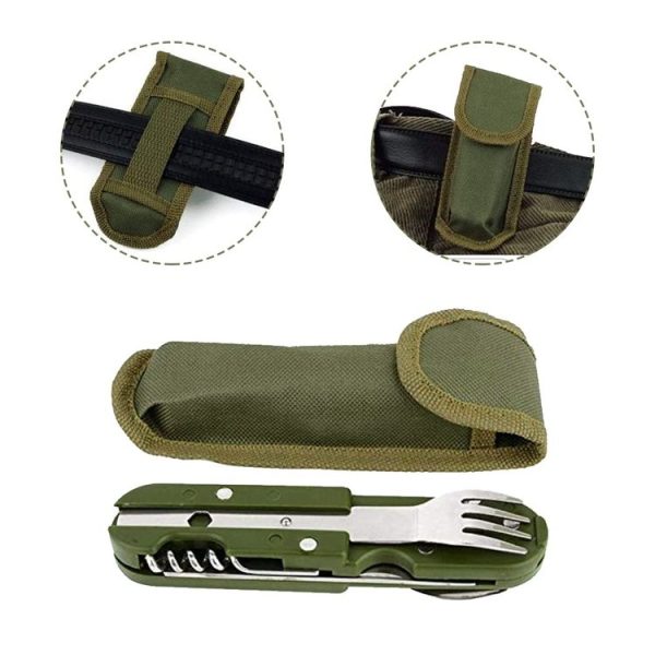 SY-FT008 7-in-1 Multifunctional Outdoor Camping Portable Folding Tableware Combination (Green) - Image 4