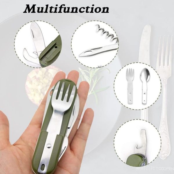 SY-FT008 7-in-1 Multifunctional Outdoor Camping Portable Folding Tableware Combination (Green) - Image 5