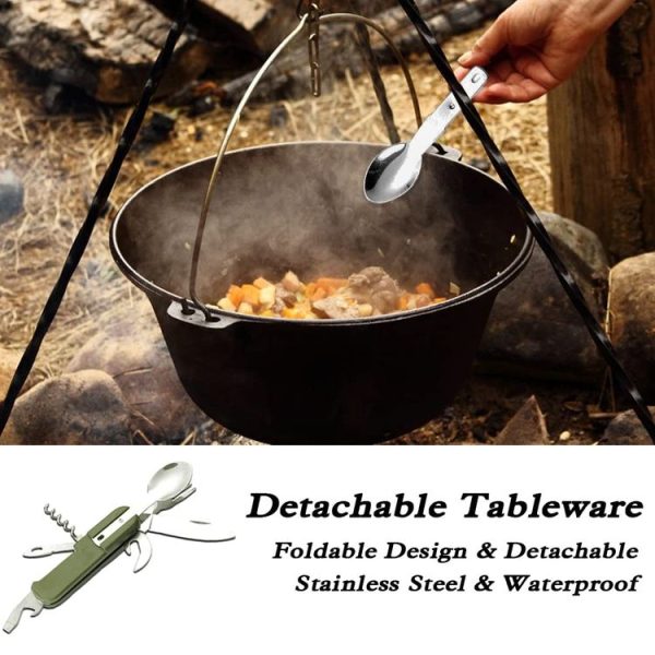 SY-FT008 7-in-1 Multifunctional Outdoor Camping Portable Folding Tableware Combination (Green) - Image 7