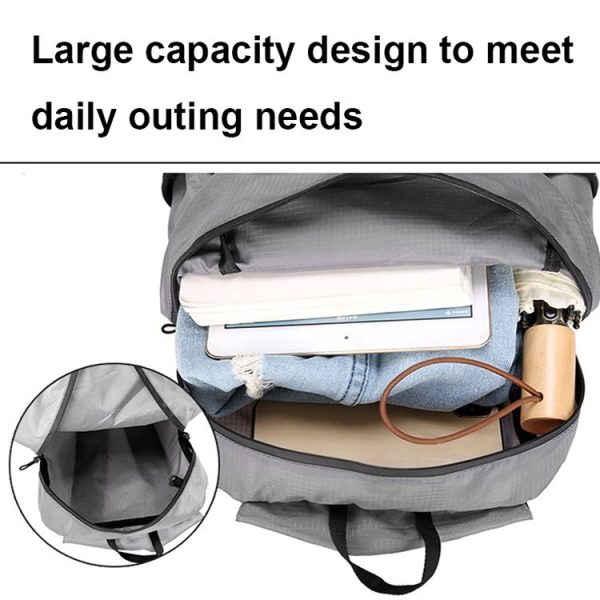 Vanaheimr Outdoor Cycling Sports Folding Backpack Large-capacity Lightweight Travel Bag (Light Gray) - Image 9