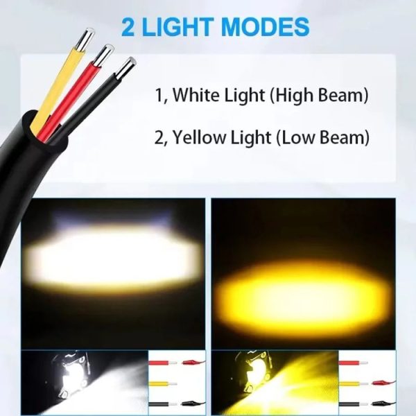 20W Motorcycle LED Headlight Auxiliary Spotlight Lens Dual Color Fog Light (Near Yellow+Far White) - Image 6