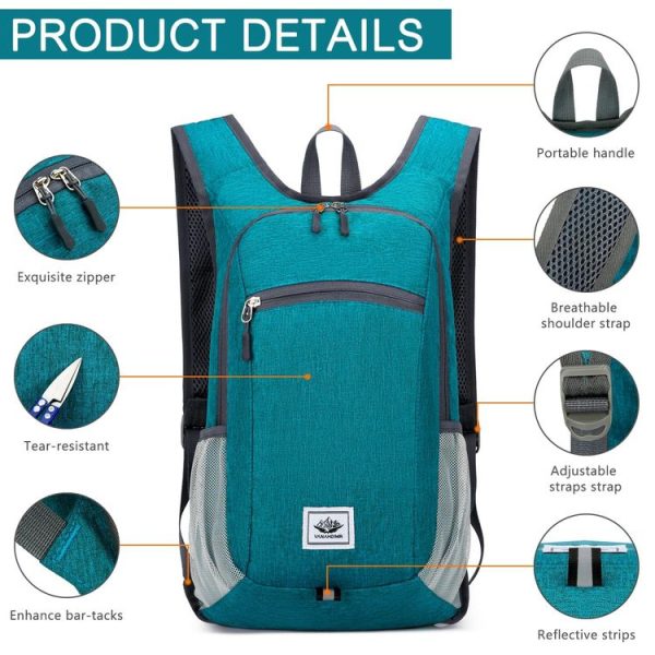 Vanaheimr Outdoor Cycling Sports Folding Backpack Lightweight Hiking Bag Casual School Bag (Black) - Image 5