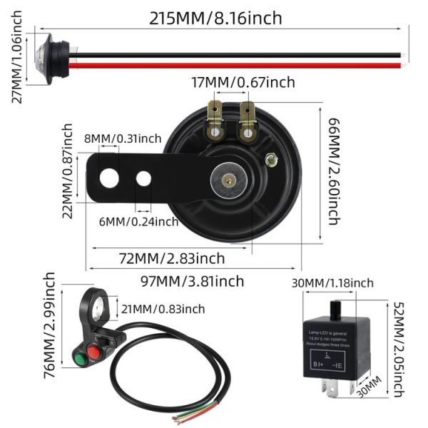 3 In 1 ATV Motorcycle Turn Signal LED Light Horn Kit - Image 7