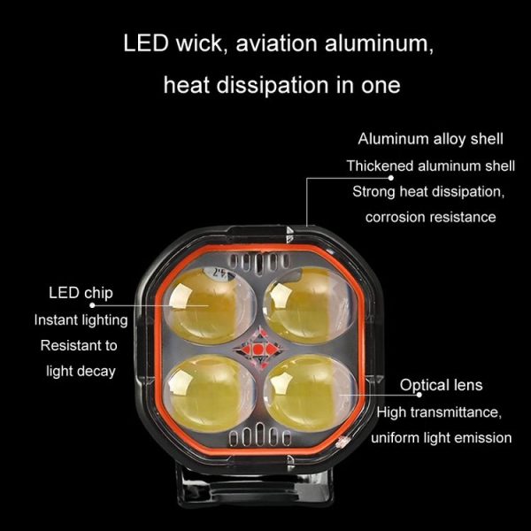 LED Motorcycle Spotlight With Red Devil Eye Spotlight High and Low Beam External Headlight - Image 5
