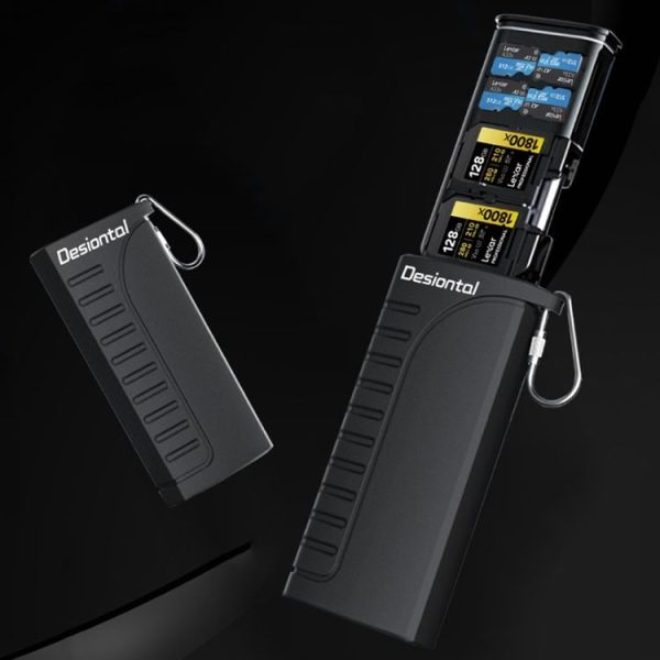 Desiontal DK10 Portable High-Speed Computer Phone Read / Write 2 In 1 Card Reader Large Capacity Flash Card Case (Black) - Image 2