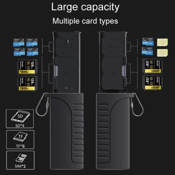 Desiontal DK10 Portable High-Speed Computer Phone Read / Write 2 In 1 Card Reader Large Capacity Flash Card Case (Black) - Image 5