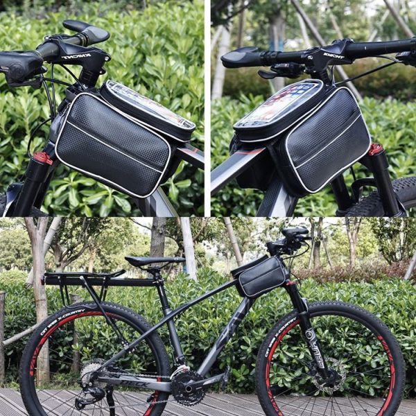 Bicycle Front Frame Bag Large Capacity Waterproof Phone Touch Screen Bag MTB Outdoor Cycling Equipment (Black) - Image 12