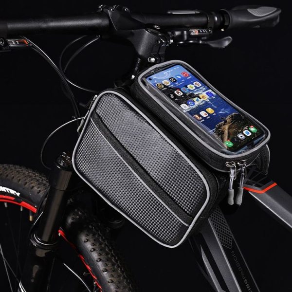 Bicycle Front Frame Bag Large Capacity Waterproof Phone Touch Screen Bag MTB Outdoor Cycling Equipment (Black) - Image 2