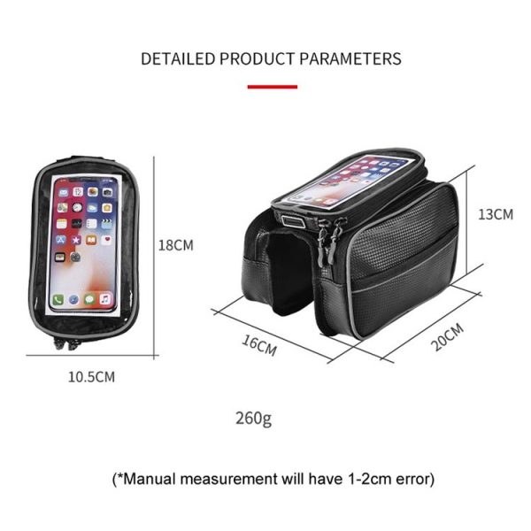 Bicycle Front Frame Bag Large Capacity Waterproof Phone Touch Screen Bag MTB Outdoor Cycling Equipment (Black) - Image 4