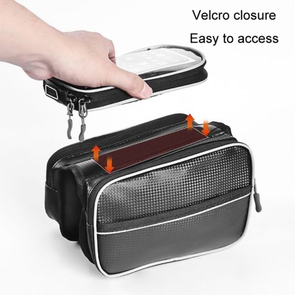 Bicycle Front Frame Bag Large Capacity Waterproof Phone Touch Screen Bag MTB Outdoor Cycling Equipment (Black) - Image 5