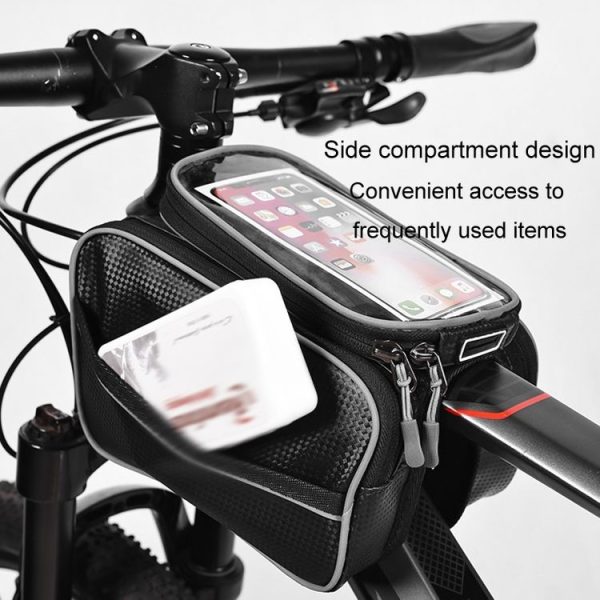 Bicycle Front Frame Bag Large Capacity Waterproof Phone Touch Screen Bag MTB Outdoor Cycling Equipment (Black) - Image 6