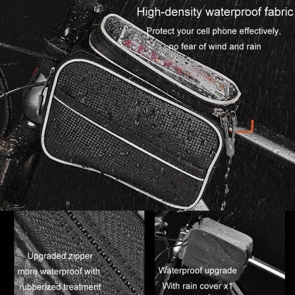 Bicycle Front Frame Bag Large Capacity Waterproof Phone Touch Screen Bag MTB Outdoor Cycling Equipment (Black) - Image 7