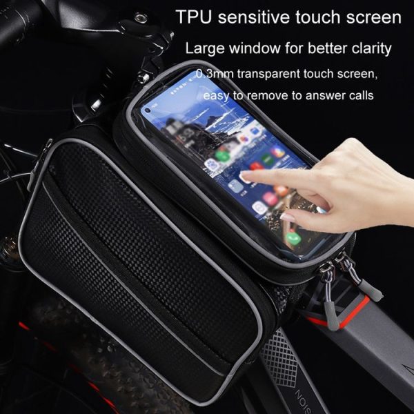 Bicycle Front Frame Bag Large Capacity Waterproof Phone Touch Screen Bag MTB Outdoor Cycling Equipment (Black) - Image 8