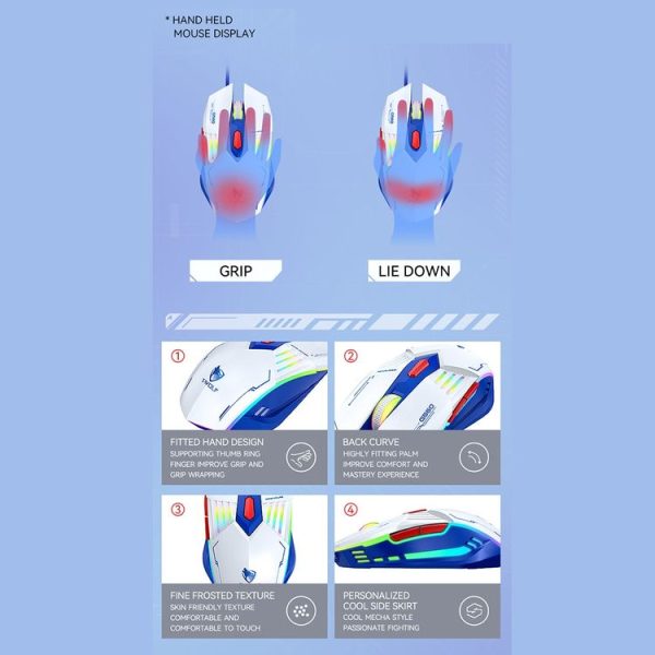 T-WOLF G560 6-keys Cool Breathing Light Gaming Wired Mouse Mechanical Office Silent Mouse (Blue) - Image 6