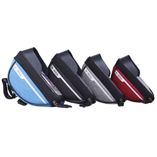 B-SOUL Bicycle Handlebar Bag Mountain Bike Riding Touch Screen Cell Phone Bag (Red) - Image 3