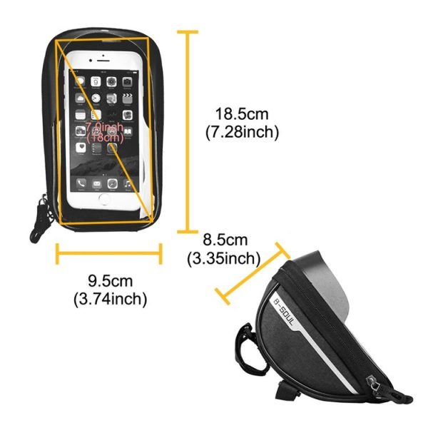 B-SOUL Bicycle Handlebar Bag Mountain Bike Riding Touch Screen Cell Phone Bag (Red) - Image 6