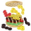 Montessori Hamburger Building Blocks Wooden Geometric Sorting Stacking Game Kids Early Learning Puzzle Toy (Colorful)