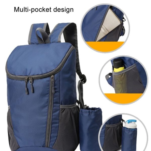 Vanaheimr Large Capacity Foldable Shoulder Bag Lightweight Waterproof Outdoor Travelling Sports Backpack (Light Gray) - Image 4