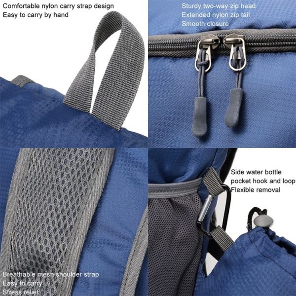 Vanaheimr Large Capacity Foldable Shoulder Bag Lightweight Waterproof Outdoor Travelling Sports Backpack (Light Gray) - Image 8